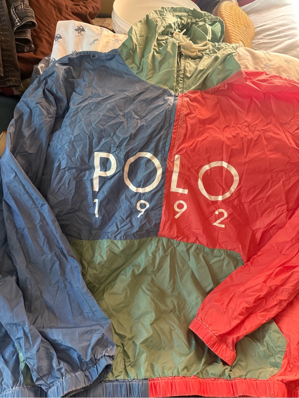 Polo by Ralph Lauren Green/Blue/Red Colorblock Hooded Jacket 1992 xl classic